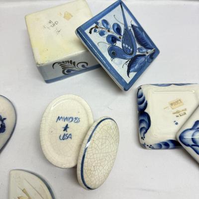 Blue and White Ceramic and Porcelain Boxes (B2-BM)