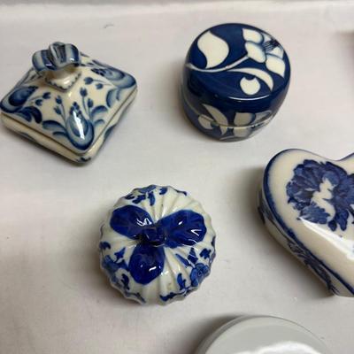 Blue and White Ceramic and Porcelain Boxes (B2-BM)