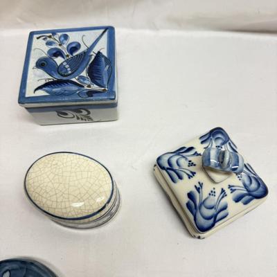 Blue and White Ceramic and Porcelain Boxes (B2-BM)