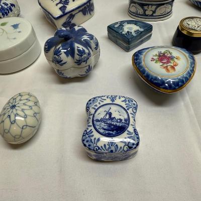 Blue and White Ceramic and Porcelain Boxes (B2-BM)