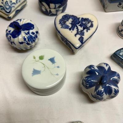Blue and White Ceramic and Porcelain Boxes (B2-BM)