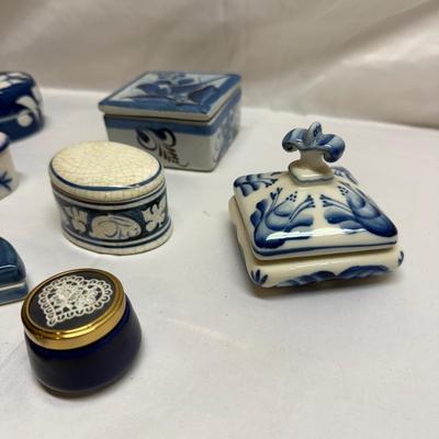 Blue and White Ceramic and Porcelain Boxes (B2-BM)