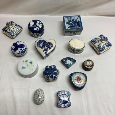 Blue and White Ceramic and Porcelain Boxes (B2-BM)