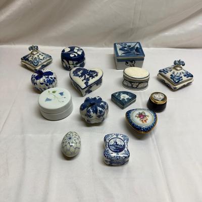 Blue and White Ceramic and Porcelain Boxes (B2-BM)