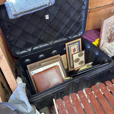Plastic Bin with Picture Frames