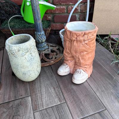 Planters and Birdbath