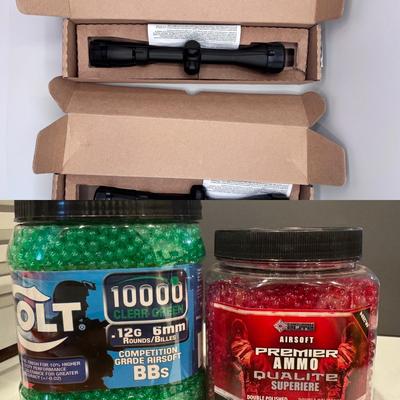 Rifle Scope / Optics - Lot of 2 & Airsoft BBs