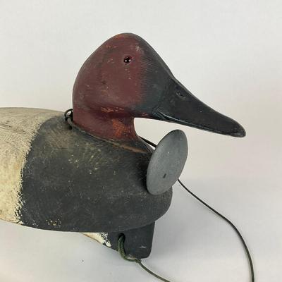 Sale Photo Thumbnail #1017: Working decoy duck circa 1975
Has lead weight around neck
Signed By James Portz
Measures: 17" long x 8" high x 8" wide
