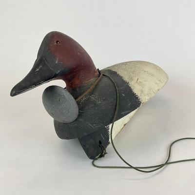 Sale Photo Thumbnail #1016: Working decoy duck circa 1975
Has lead weight around neck
Signed By James Portz
Measures: 17" long x 8" high x 8" wide
