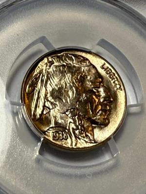 PCGS CERTIFIED 1938-D MS66 GOLDEN TONED BUFFALO NICKEL AS PICTURED.