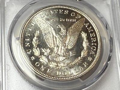 PCGS CERTIFIED 1921-P MS63 MORGAN SILVER DOLLAR W/PROOF LIKE SURFACES AS PICTURED.