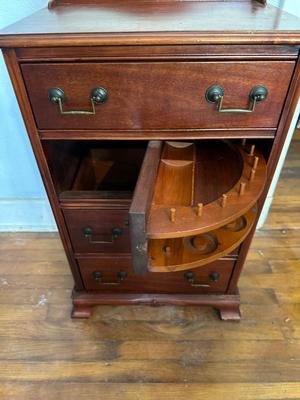 Vintage Wooden Cabinet with Hidden Rotating Storage Drawer