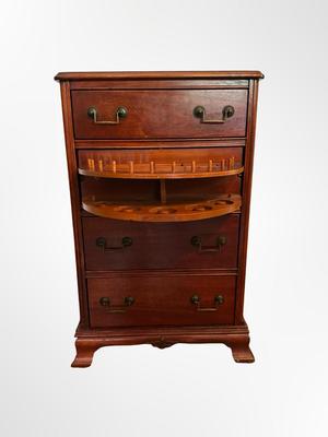 Vintage Wooden Cabinet with Hidden Rotating Storage Drawer