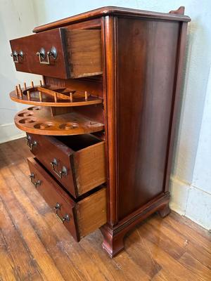 Vintage Wooden Cabinet with Hidden Rotating Storage Drawer