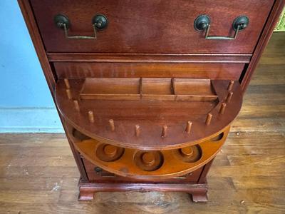 Vintage Wooden Cabinet with Hidden Rotating Storage Drawer