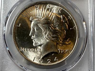 PCGS CERTIFIED 1924-P MS65 PEACE SILVER DOLLAR AS PICTURED.