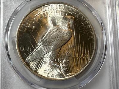 PCGS CERTIFIED 1923-P MS65 PEACE SILVER DOLLAR AS PICTURED.