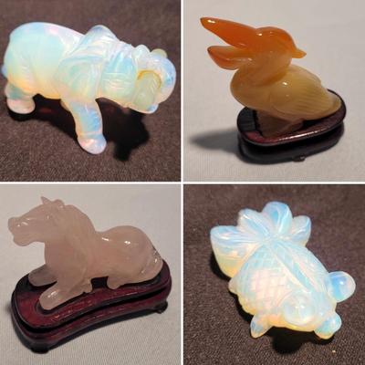 Carved Opalite, Jade, & More Animal Figurines (K-EL)