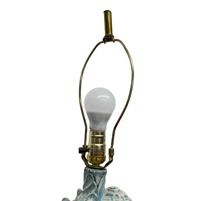 Sale Photo Thumbnail #182: Beach Shells Turquoise Heavy Tall Lamp; Testing/Working (no shade), very unique!
Is not made of concrete but some very heavy substance. 34" tall (entire height), 23" base height