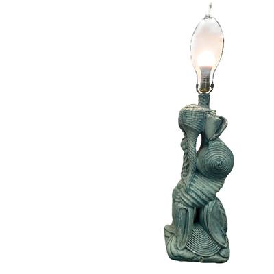 Sale Photo Thumbnail #183: Beach Shells Turquoise Heavy Tall Lamp; Testing/Working (no shade), very unique!
Is not made of concrete but some very heavy substance. 34" tall (entire height), 23" base height