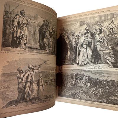 Sale Photo Thumbnail #258: Late 19th Century Family Bible 1882- not in good overall shape as you can see but very unique and historical. Very heavy, family record pages filled out. Pages inside are in good condition. Musty scent.