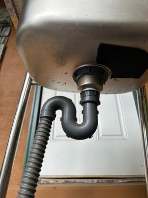 Sale Photo Thumbnail #297: Freestanding 304 Stainless Steel Utility Sink with Stand, Unused
Deep single basin; mounted on a sturdy tubular steel stand with shelf bar at the bottom. Comes with drain assembly and flixible P-trap hose. Never been installed. Great for garage, workshop,