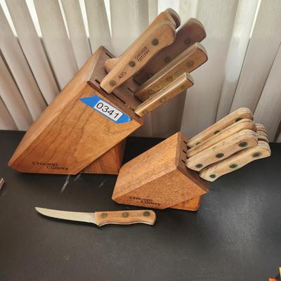 13 pcs Chicago Cutlery Knives and Storage Blocks