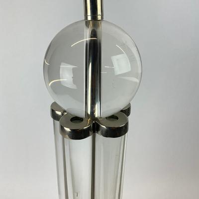Sale Photo Thumbnail #1214: Lamps: 39" high
Shade: 19" diameter x 12" high
These lamps are VERY HEAVY and VERY TALL 
good condition