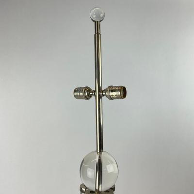 Sale Photo Thumbnail #1215: Lamps: 39" high
Shade: 19" diameter x 12" high
These lamps are VERY HEAVY and VERY TALL 
good condition
