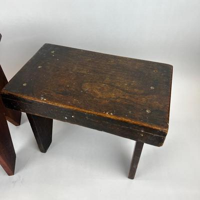 Sale Photo Thumbnail #1253: Antique stool: 15" wide x 9" deep x 10.5" high