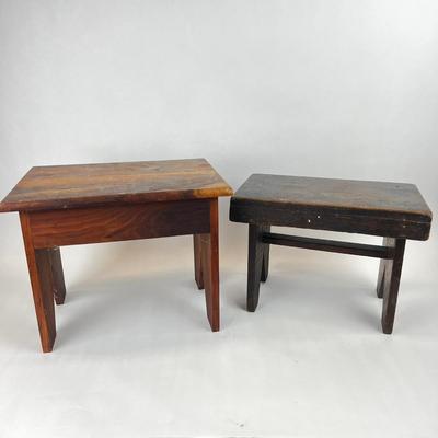 Sale Photo Thumbnail #1252: Antique stool: 15" wide x 9" deep x 10.5" high