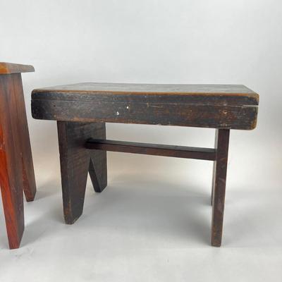 Sale Photo Thumbnail #1254: Antique stool: 15" wide x 9" deep x 10.5" high