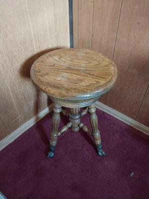 VINTAGE WOODEN STOOL WITH CLAW FEET
