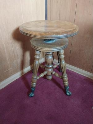 VINTAGE WOODEN STOOL WITH CLAW FEET