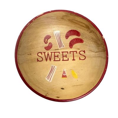 Sale Photo Thumbnail #478: Lot of Wood Decor, Sweets Bowl made in Japan, Cream and Sugar with Tray, Hand Thrown Bowl in Birch, Carved "Offering Plate" Bowl