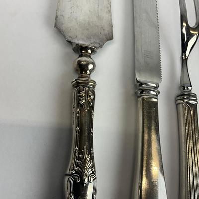 Sale Photo Thumbnail #1473: All blades are stainless
Knife: 12.5" long
Meat-fork: 8.5" long