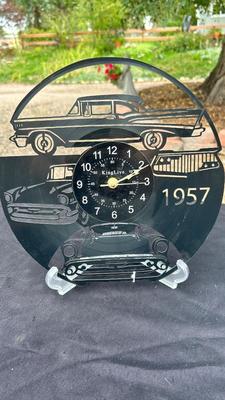 UNIQUE LASER CUT RECORD ALBUM QUARTZ WALL CLOCK AND FORD MUSTANG WALL CLOCK