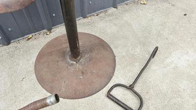 COOL OLD TRACTOR SEAT CHAIR, OIL CAN, & HAY HOOKS