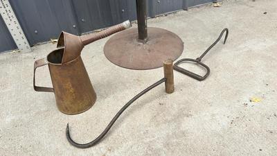 COOL OLD TRACTOR SEAT CHAIR, OIL CAN, & HAY HOOKS