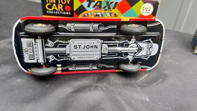 BUDDY L TIN TOY TANK, AND TIN TOY CAR REPLICAS