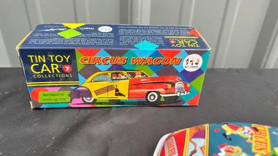 BUDDY L TIN TOY TANK, AND TIN TOY CAR REPLICAS
