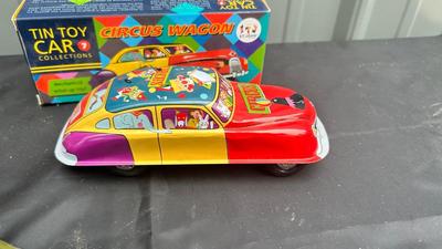 BUDDY L TIN TOY TANK, AND TIN TOY CAR REPLICAS