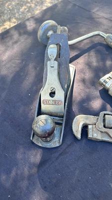 STANLEY HAND DRILL & PLANER, CRESCENT PIPE WRENCH