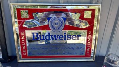 COOL OLD BUDWEISER MIRROR AND BEER MUGS