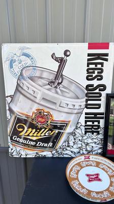 MILLER BEER SIGNAGE AND TRAY
