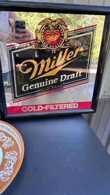 MILLER BEER SIGNAGE AND TRAY