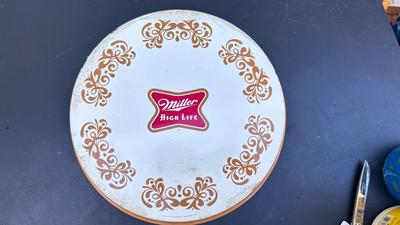 MILLER BEER SIGNAGE AND TRAY