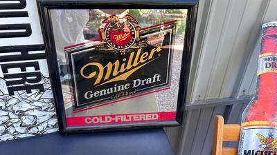 MILLER BEER SIGNAGE AND TRAY