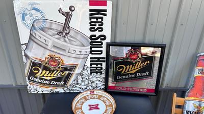 MILLER BEER SIGNAGE AND TRAY