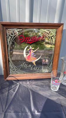 MILLER MIRROR AND PINT GLASSES